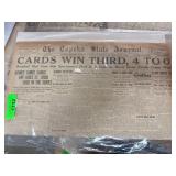 1926 Topeka State Journal Newspaper, Cardinals Win