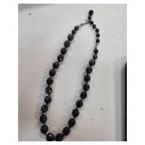Faceted Black Bead Necklace With Clasp
