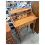 Wooden Writing Desk With Hutch and Drawers