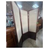 Three-Panel Room Divider with Wooden Frame