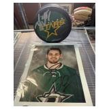 Dallas Stars Signed Hockey Puck and Photo Set