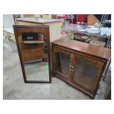 Wooden Cabinet and Wall Mirror Set