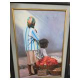 Framed Oil Painting Depicting Market Scene