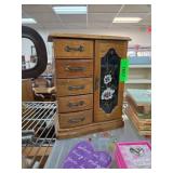 Wooden Jewelry Box with Floral Glass Door