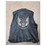 Black Motorcycle Vest with Skull Design