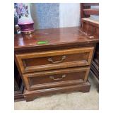 Wooden Two-Drawer Nightstand with Brass Hardware