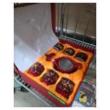 Red Dragon Motif Tea Set with Teapot and Cups