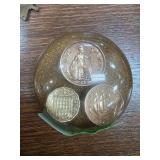 Resin Paperweight With Embedded Coins