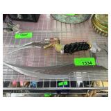 Double-Bladed Fantasy Knife with Dragon Handle