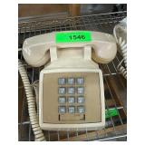 Beige Rotary-Style Push Button Desk Telephone