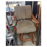 Wooden Swivel Chair With Upholstered Seat