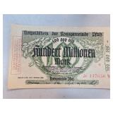 1923 Germany 100 Million Mark Banknote