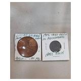 Two Historical Coins in Cardboard Holders