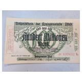 1923 German 100 Million Mark Banknote