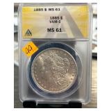 1885 Morgan Silver Dollar ANACS MS 61