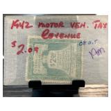 1942 Motor Vehicle Tax Revenue Stamp