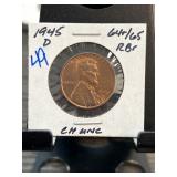 1945-D Lincoln Wheat Penny in CH UNC