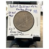 1965 British Caribbean Territories 50 Cents Coin