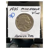 1935 Buffalo Nickel Mint Error Coin