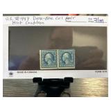 US #447 Dark Blue Coil Pair Stamps