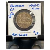 1943-D Australia Sixpence Coin
