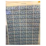 Sheet of Blue Postage Stamps