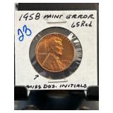 1958 Lincoln Cent With Mint Error