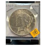 1923-S Peace Silver Dollar MS-60