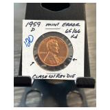 1959-D Lincoln Cent Mint Error Coin
