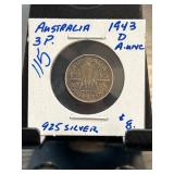 1943 Australian Threepence Coin A.UNC