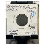 1918 Germany 5 Pfennig Iron Coin