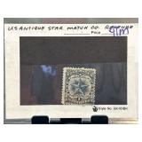 US Antique Star Match Revenue Stamp