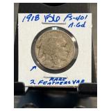 1918 Buffalo Nickel Two Feathers Variety