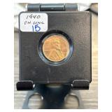 1940 Lincoln Wheat Penny in Display Holder
