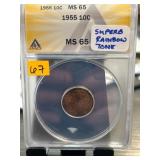 1955 ANACS MS65 Roosevelt Dime in Holder
