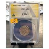 1927-S Buffalo Nickel Graded F 15 by ANACS