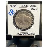 1935 Buffalo Nickel DDR-002 in Fine Condition