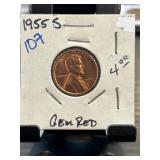 1955-S Lincoln Wheat Cent Gem Red BU