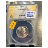 1976-S 25C MS67 ANACS Bicentennial Quarter