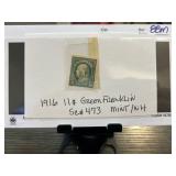 1916 11c Green Franklin Stamp Mint NH