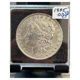 1885 O Morgan Silver Dollar in Display Case