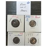 Four Roosevelt Proof Dimes in Holders