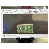 US Washington Green Pearl 1c Stamp Pair