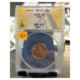 1909 1C VDB Lincoln Cent Graded MS63 BN