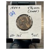 1954-S Jefferson Nickel, Rare 4/3/4 Steps