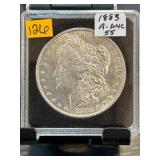 1883 Morgan Silver Dollar AU 55 in Case