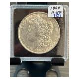 1888 Morgan Silver Dollar Coin in Case