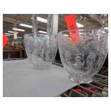 Bohemian Czech Clear Etched Glass Bowls