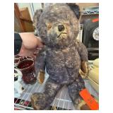 Vintage Plush Teddy Bear with Glass Eyes