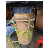 Handcrafted Wooden Drum With Rope Accents